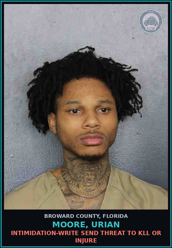 Booking mugshot of MOORE, URIAN in Broward County