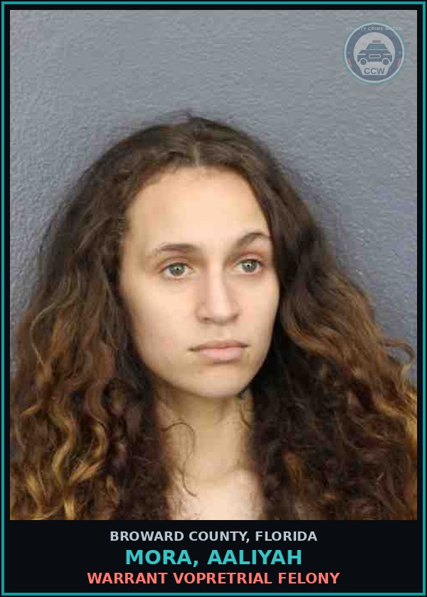 Booking mugshot of MORA, AALIYAH in Broward County