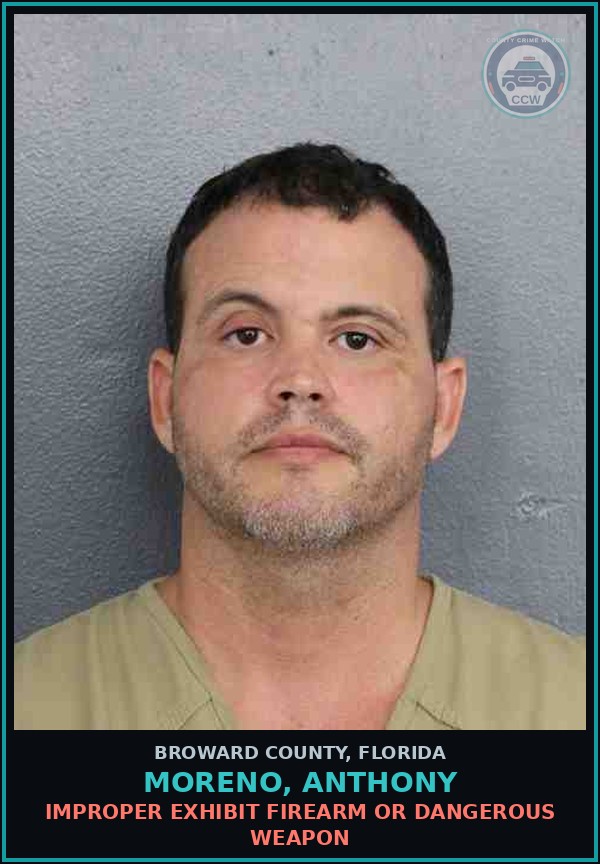 Booking mugshot of MORENO, ANTHONY in Broward County