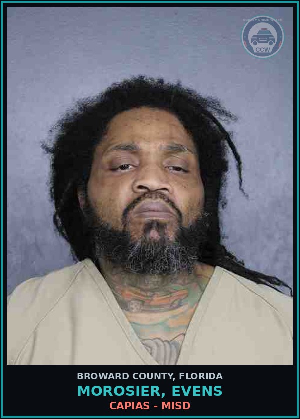 Booking mugshot of MOROSIER, EVENS in Broward County