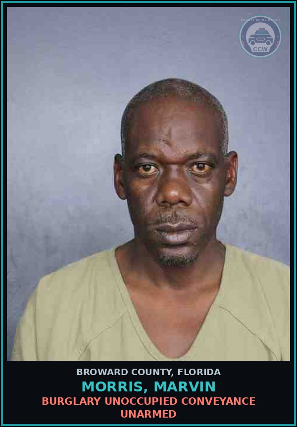 Booking mugshot of MORRIS, MARVIN in Broward County