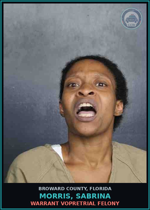 Booking mugshot of MORRIS, SABRINA in Broward County