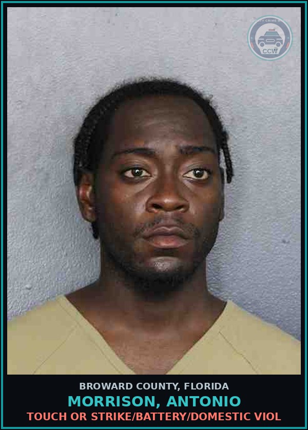 Booking mugshot of MORRISON, ANTONIO in Broward County