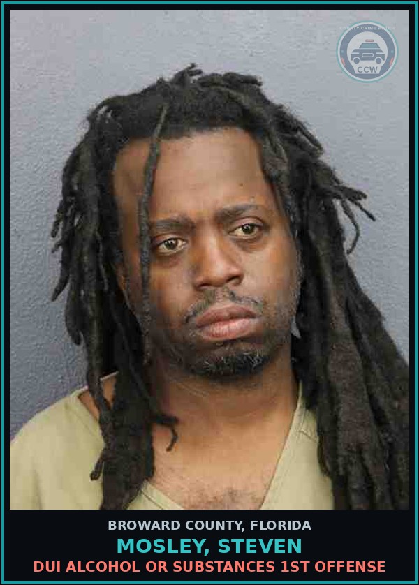 Booking mugshot of MOSLEY, STEVEN in Broward County