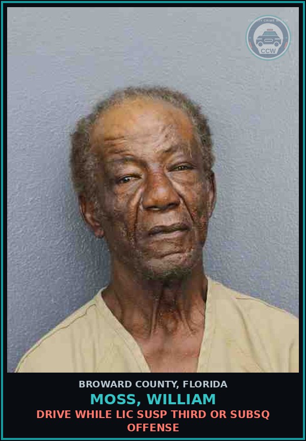 Booking mugshot of MOSS, WILLIAM in Broward County