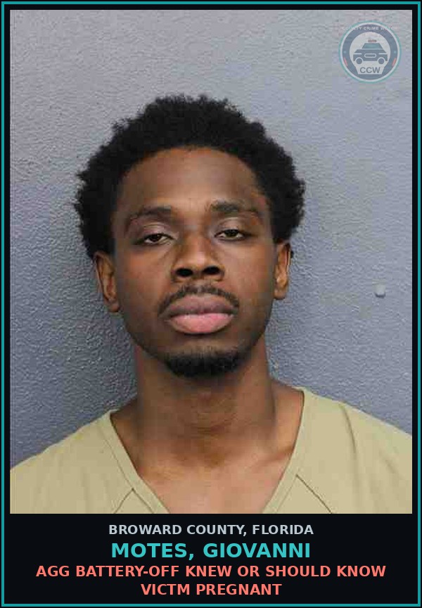 Booking mugshot of MOTES, GIOVANNI in Broward County