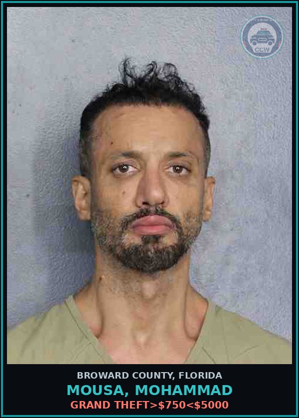 Booking mugshot of MOUSA, MOHAMMAD in Broward County