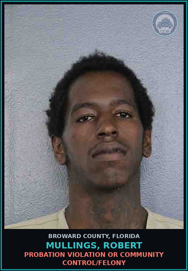 Booking mugshot of MULLINGS, ROBERT in Broward County
