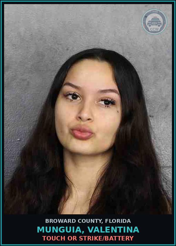 Booking mugshot of MUNGUIA, VALENTINA in Broward County