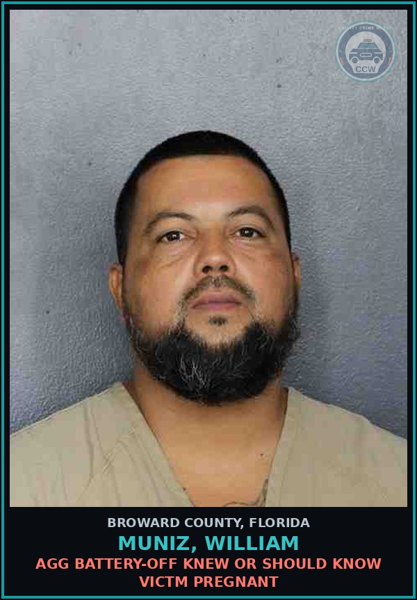 Booking mugshot of MUNIZ, WILLIAM in Broward County