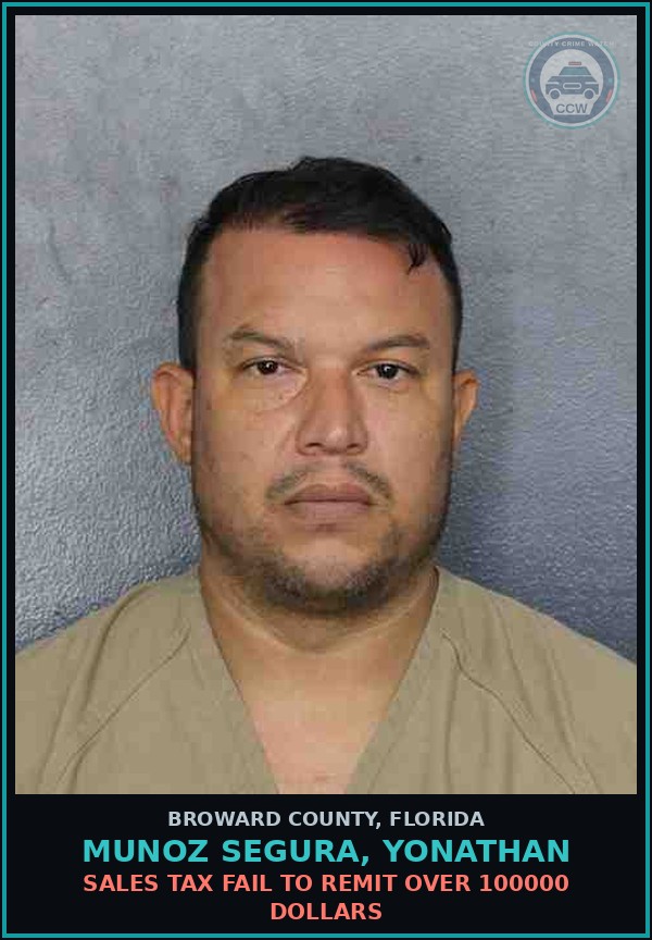 Booking mugshot of MUNOZ SEGURA, YONATHAN in Broward County