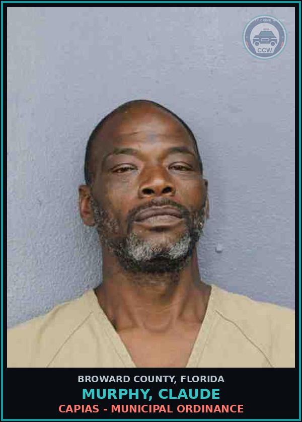 Booking mugshot of MURPHY, CLAUDE in Broward County