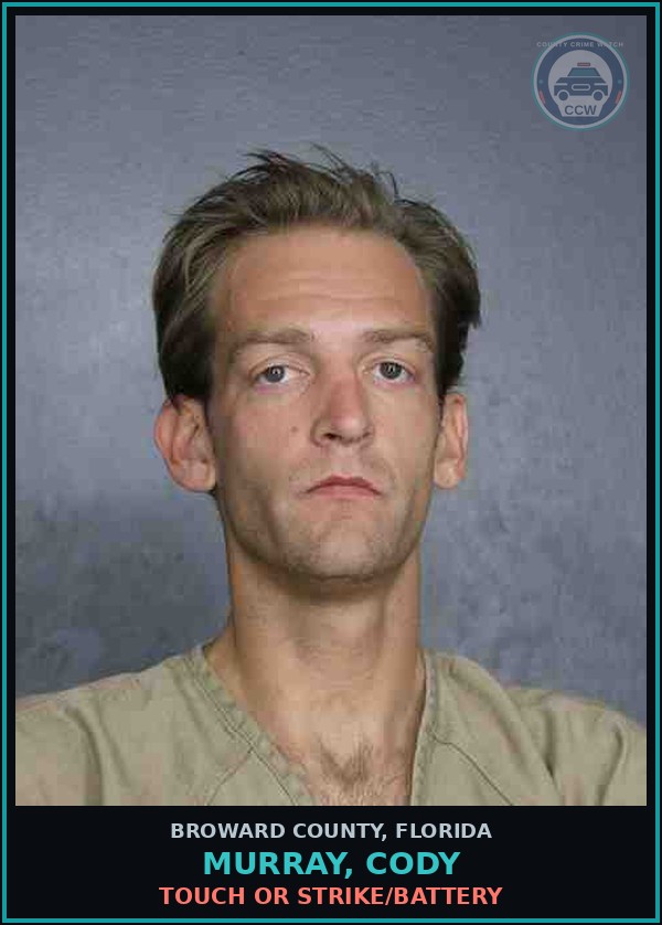 Booking mugshot of MURRAY, CODY in Broward County