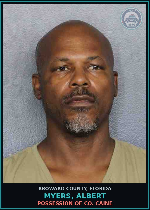 Booking mugshot of MYERS, ALBERT in Broward County