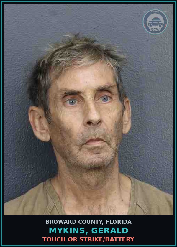 Booking mugshot of MYKINS, GERALD in Broward County