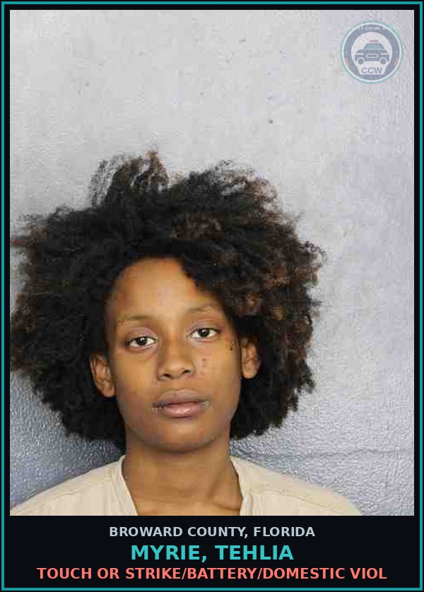 Booking mugshot of MYRIE, TEHLIA in Broward County