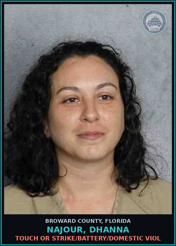 Booking mugshot of NAJOUR, DHANNA in Broward County