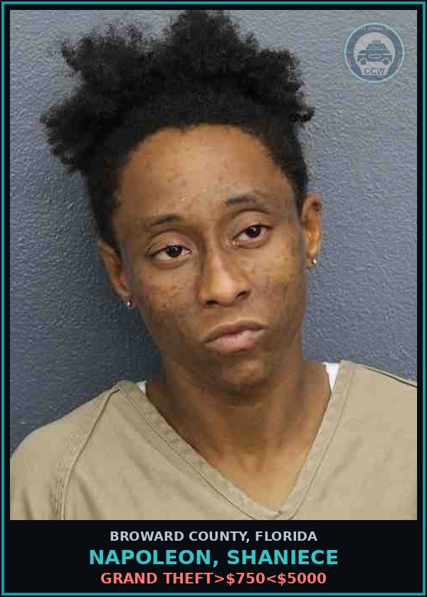 Booking mugshot of NAPOLEON, SHANIECE in Broward County