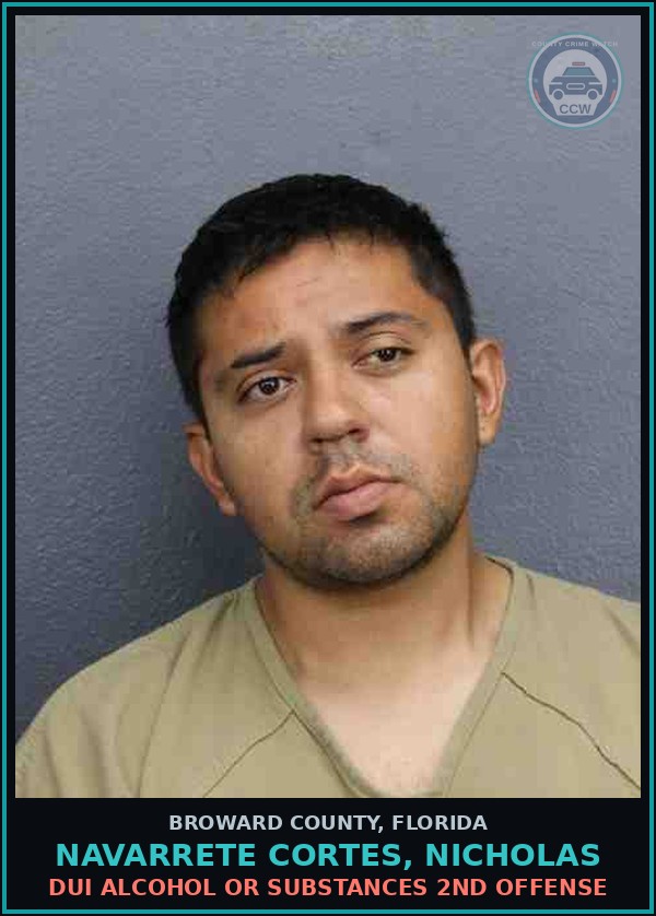 Booking mugshot of NAVARRETE CORTES, NICHOLAS in Broward County