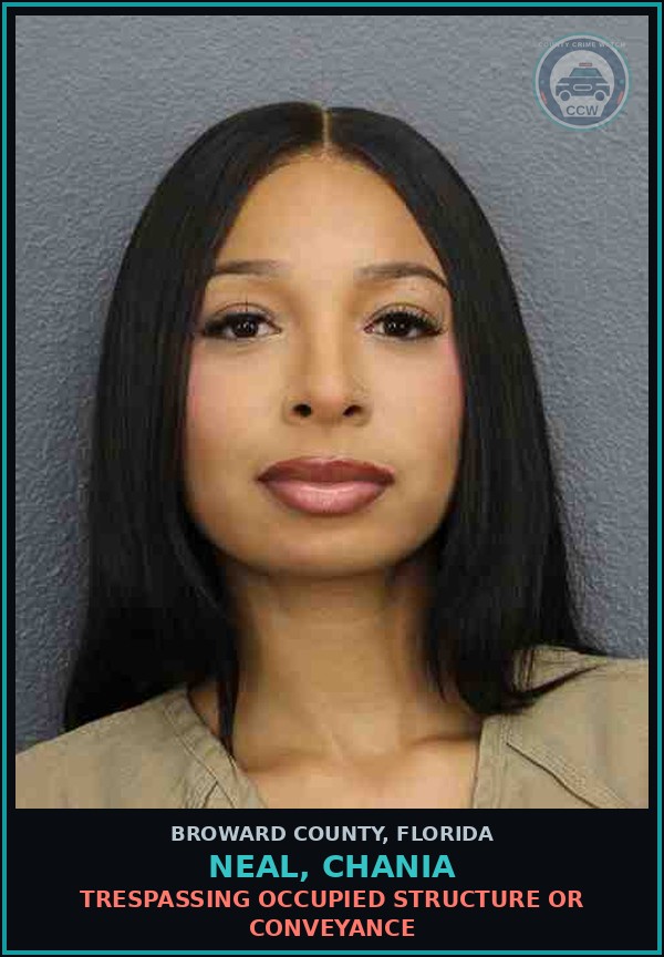 Booking mugshot of NEAL, CHANIA in Broward County