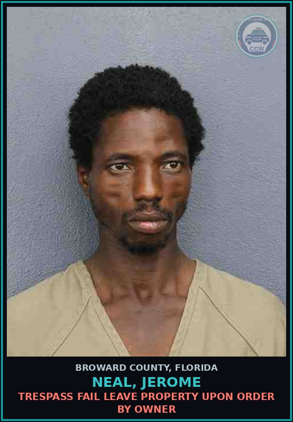 Booking mugshot of NEAL, JEROME in Broward County
