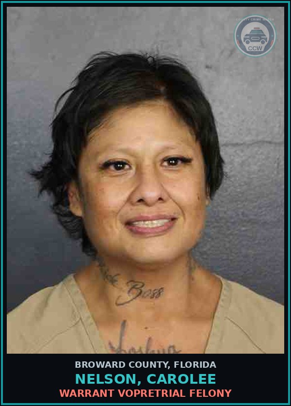 Booking mugshot of NELSON, CAROLEE in Broward County