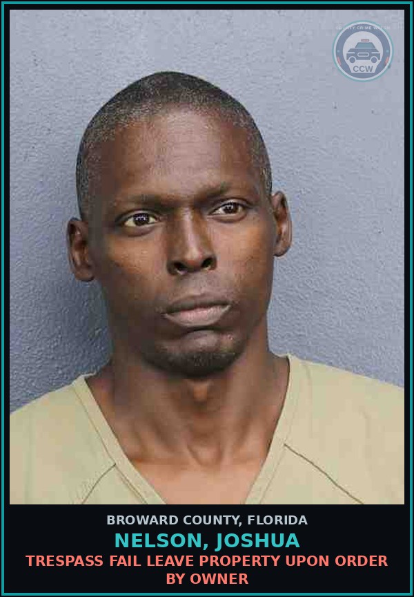 Booking mugshot of NELSON, JOSHUA in Broward County