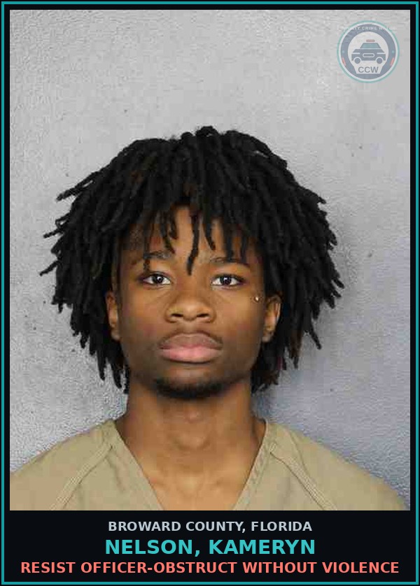 Booking mugshot of NELSON, KAMERYN in Broward County