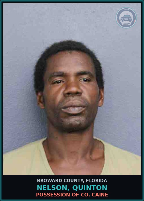 Booking mugshot of NELSON, QUINTON in Broward County