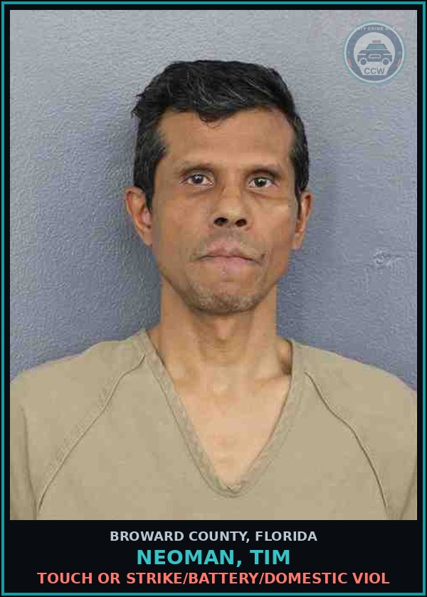 Booking mugshot of NEOMAN, TIM in Broward County