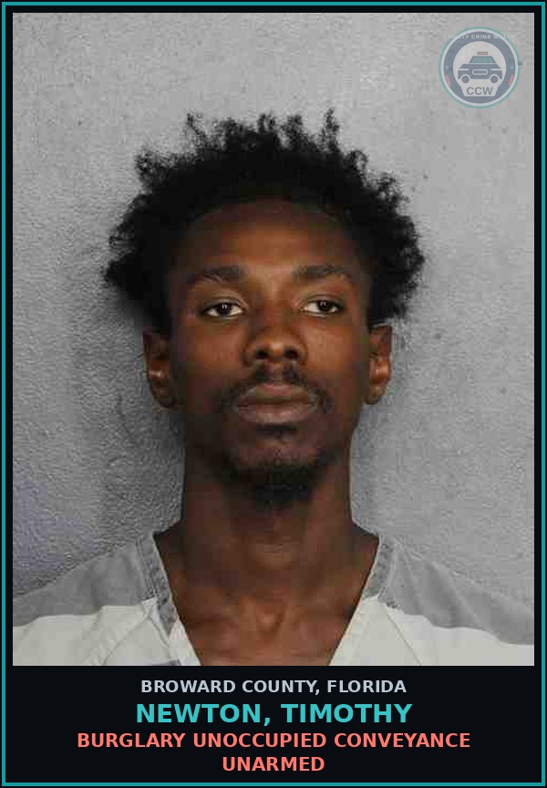 Booking mugshot of NEWTON, TIMOTHY in Broward County