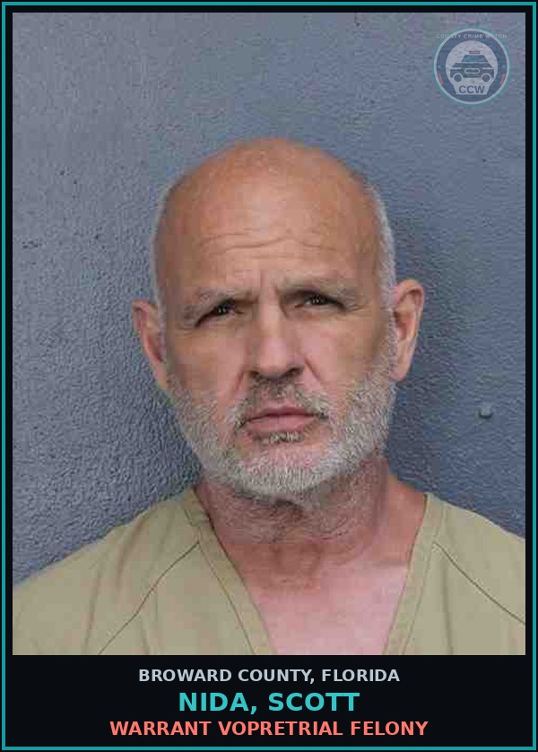 Booking mugshot of NIDA, SCOTT in Broward County