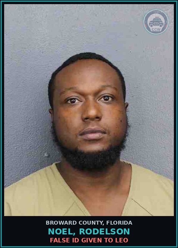 Booking mugshot of NOEL, RODELSON in Broward County