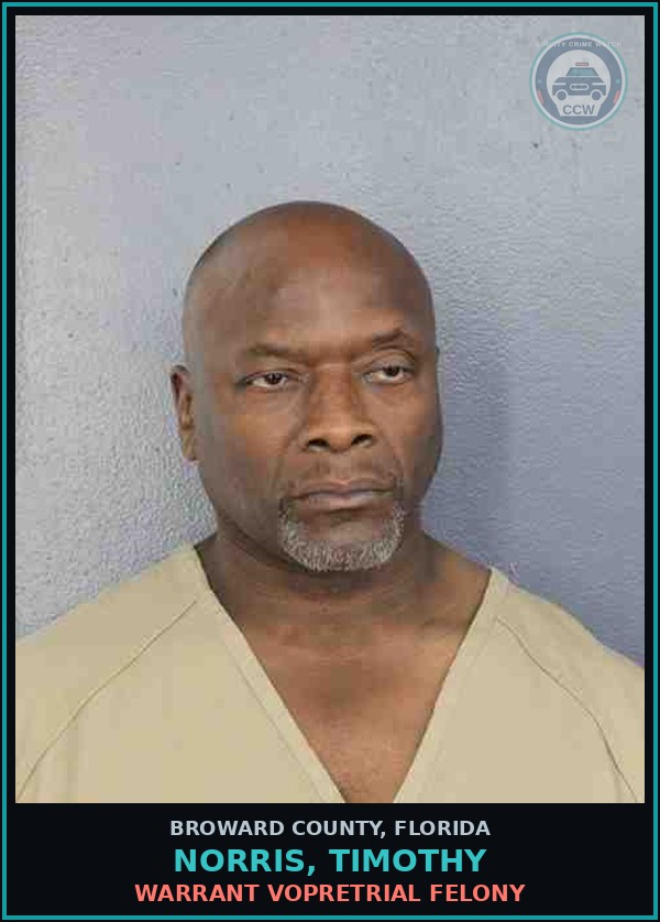 Booking mugshot of NORRIS, TIMOTHY in Broward County