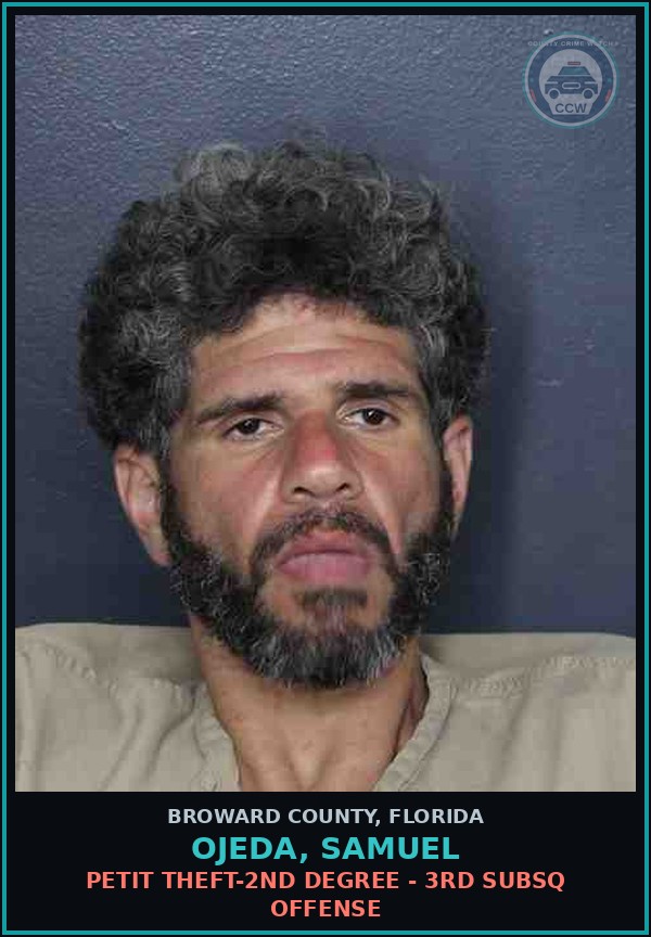 Booking mugshot of OJEDA, SAMUEL in Broward County