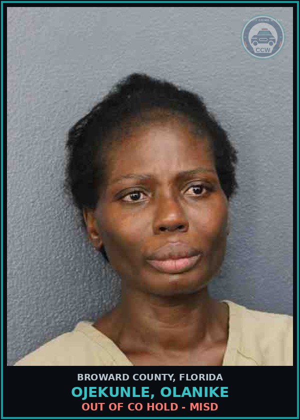 Booking mugshot of OJEKUNLE, OLANIKE in Broward County