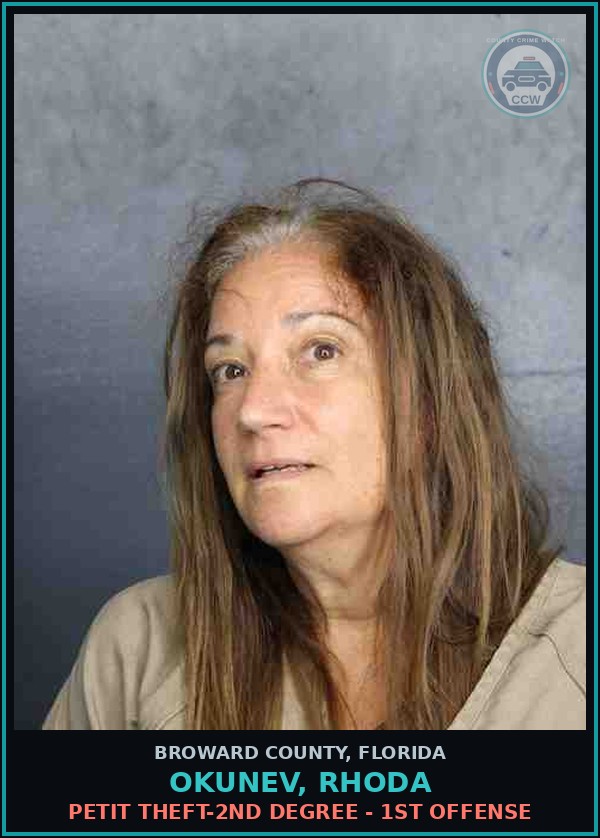 Booking mugshot of OKUNEV, RHODA in Broward County