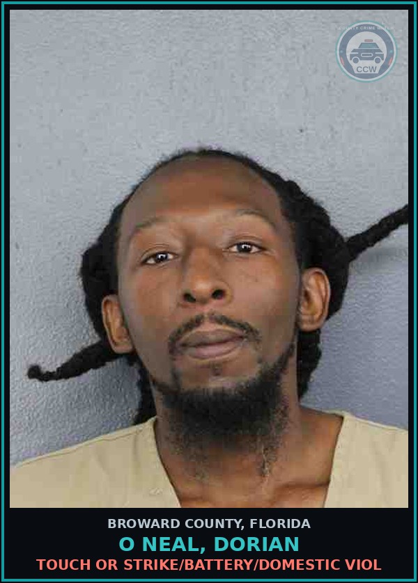 Booking mugshot of O NEAL, DORIAN in Broward County