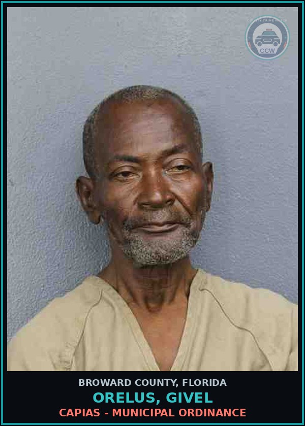 Booking mugshot of ORELUS, GIVEL in Broward County