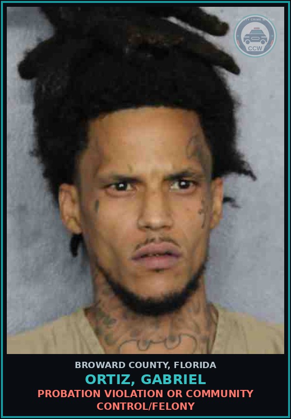 Booking mugshot of ORTIZ, GABRIEL in Broward County