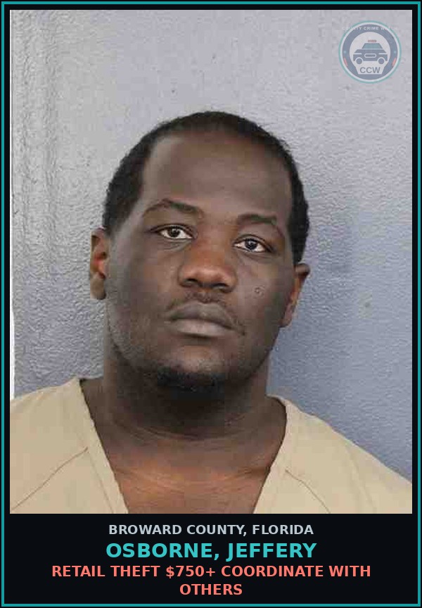 Booking mugshot of OSBORNE, JEFFERY in Broward County