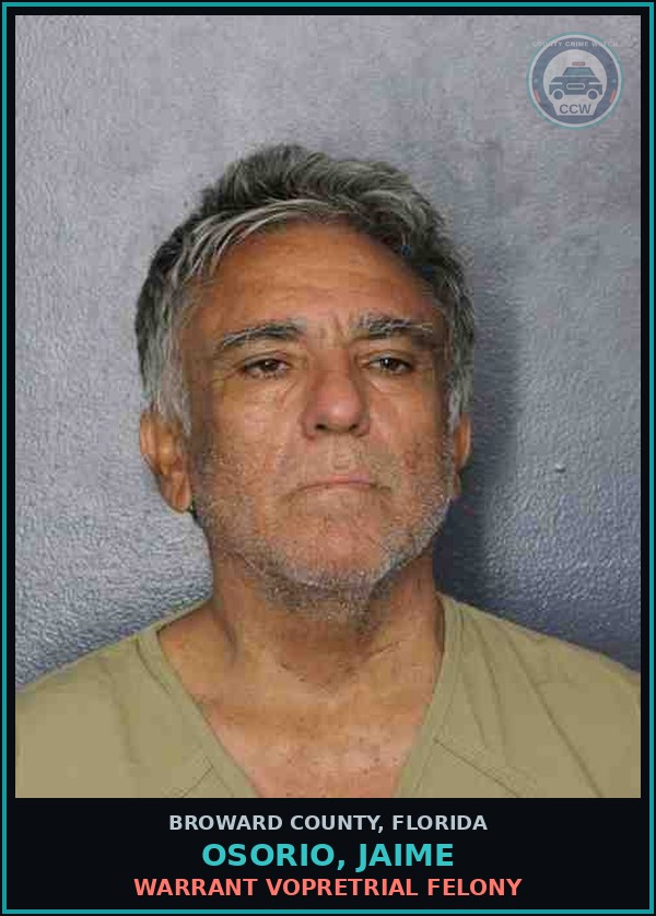 Booking mugshot of OSORIO, JAIME in Broward County