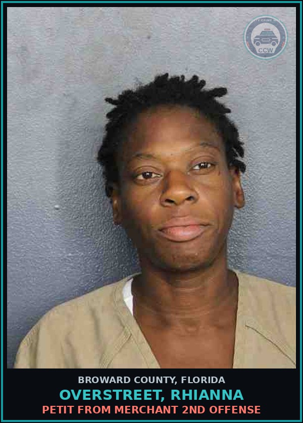 Booking mugshot of OVERSTREET, RHIANNA in Broward County