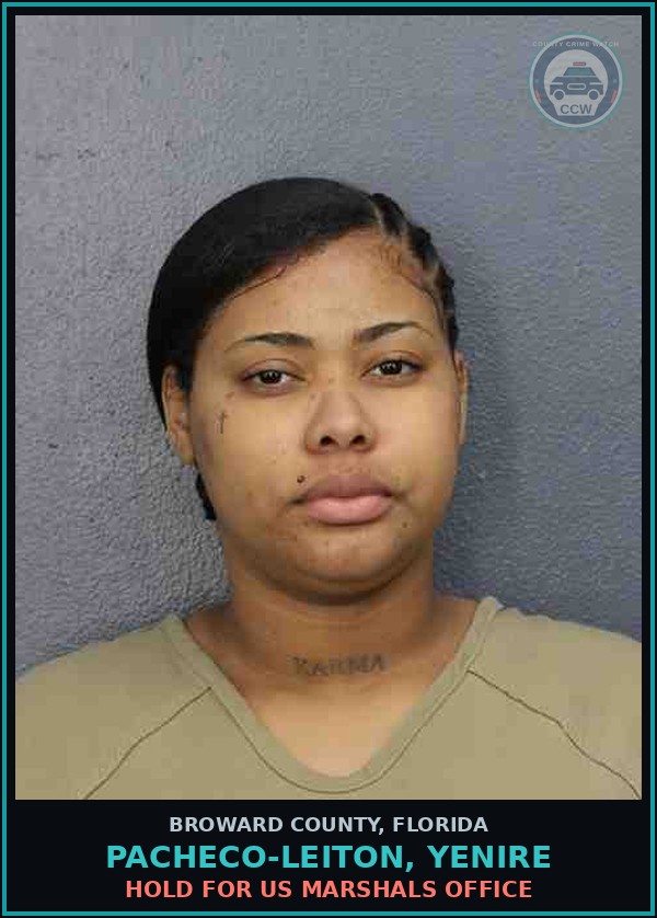 Booking mugshot of PACHECO-LEITON, YENIRE in Broward County