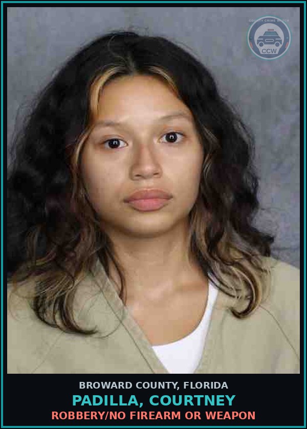 Booking mugshot of PADILLA, COURTNEY in Broward County