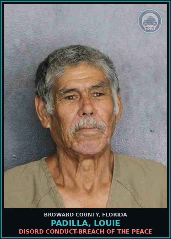Booking mugshot of PADILLA, LOUIE in Broward County