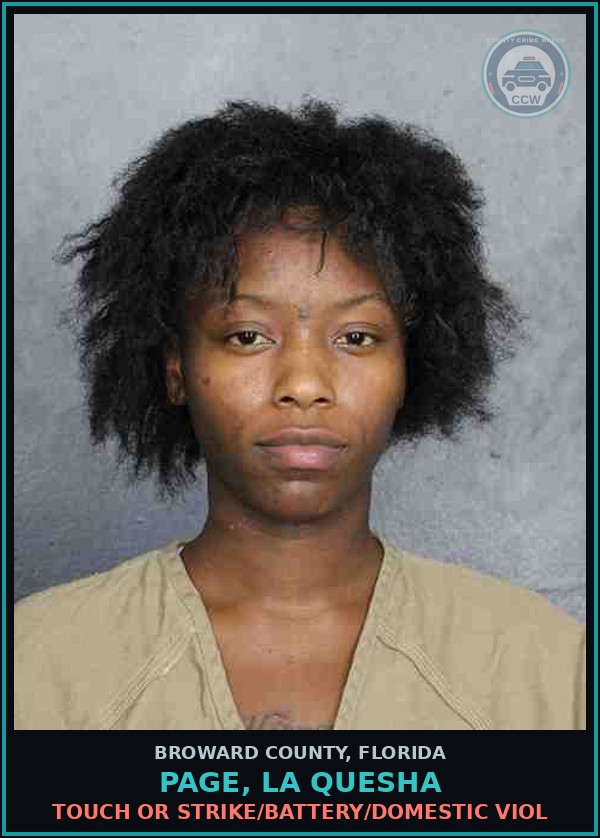 Booking mugshot of PAGE, LA QUESHA in Broward County