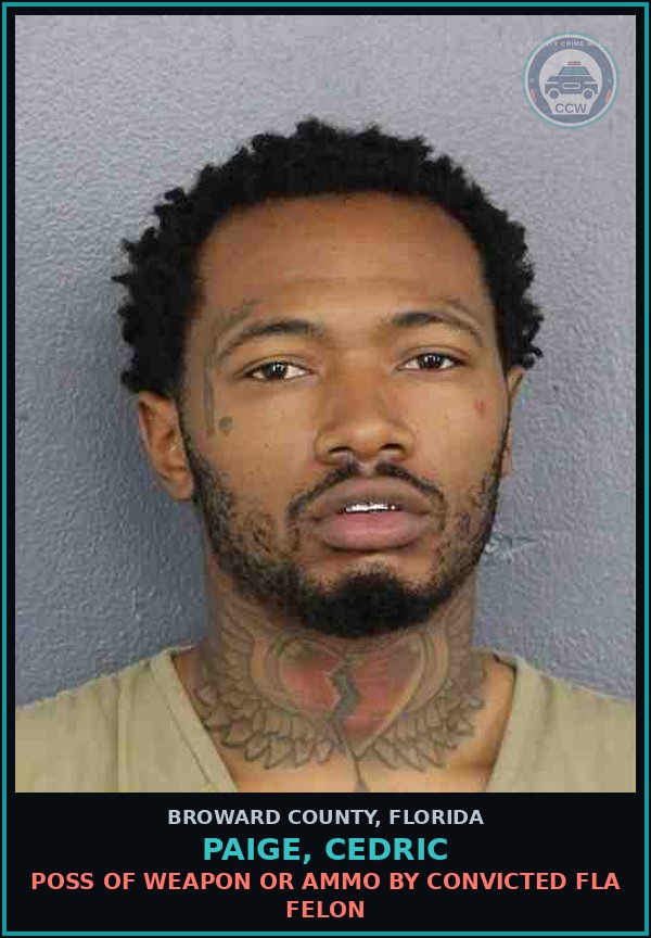 Booking mugshot of PAIGE, CEDRIC in Broward County