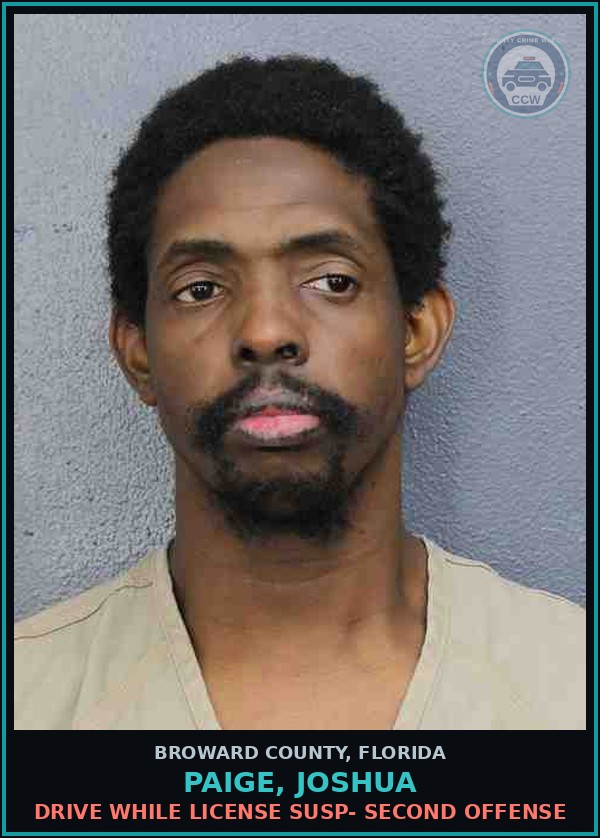 Booking mugshot of PAIGE, JOSHUA in Broward County