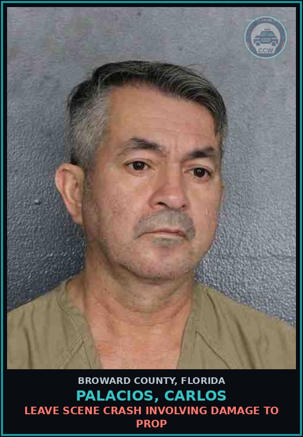 Booking mugshot of PALACIOS, CARLOS in Broward County
